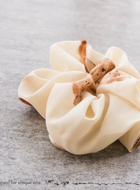 可爱的日韩米白色新鲜黑色泰迪熊马尾大发圈发绳头花发饰头饰CE01