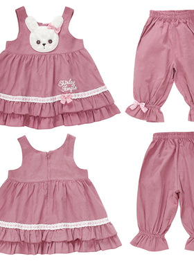 秀兰邓波童装ST女宝卡通兔子灯芯绒背带裙连衣裙宝宝长裤