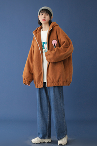 20年冬季连帽休闲贴布绣加厚羊羔绒棉衣DSB293-K796-P110图片