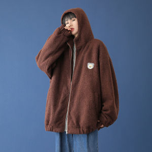 20年冬季连帽贴布绣加厚羊羔绒男女棉服外套DSB293-J796-P110图片