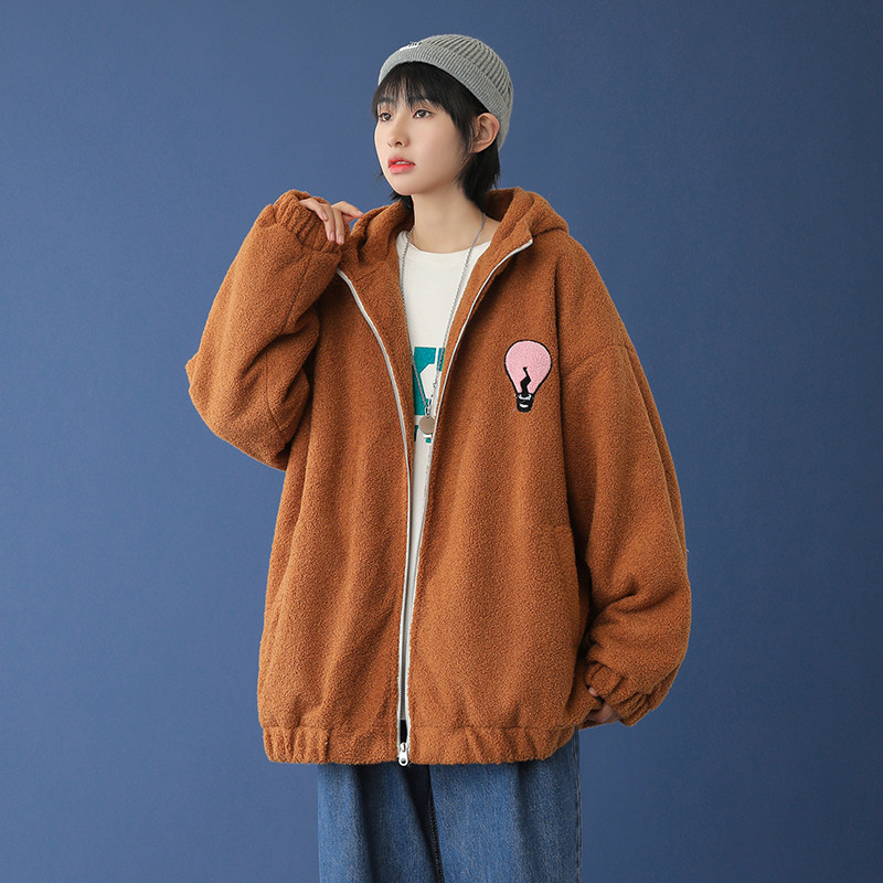 20年冬季连帽休闲贴布绣加厚羊羔绒棉衣DSB293-K796-P110，男装棉衣，电商A306