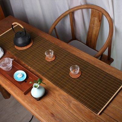 中式复古竹编竹子茶席可定制