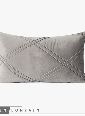 新品现代简约轻奢灰色菱格线纹理靠垫抱枕别墅样板房腰枕