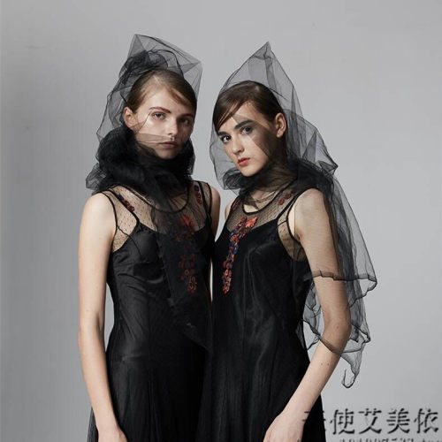 包邮黑色diy作品凹造型裸素头纱