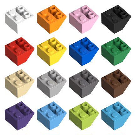 50块 MOC国产小颗粒积木零件 兼容乐高 3660 反斜面砖2x2