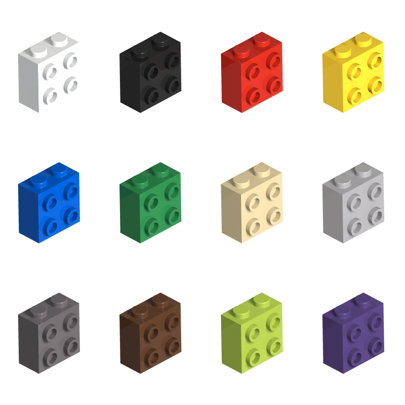 50块 MOC国产小颗粒积木零件 兼容乐高 22885 1x2侧凸四点加高砖