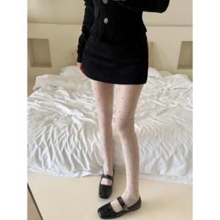 芭蕾风白色波点丝袜女春秋款防勾丝连裤袜y2k超薄显瘦白丝打底袜