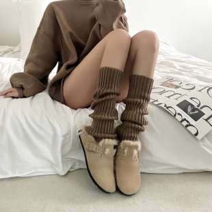 袜子女秋季中筒堆堆袜咖色宽松针织袜套美拉德y2k腿套配鲨鱼裤灰