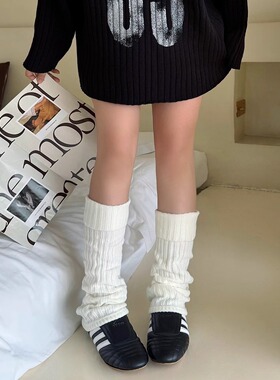 y2k白色堆堆袜套女2025新款爆款针织小腿袜叠搭及膝长筒辣妹腿套