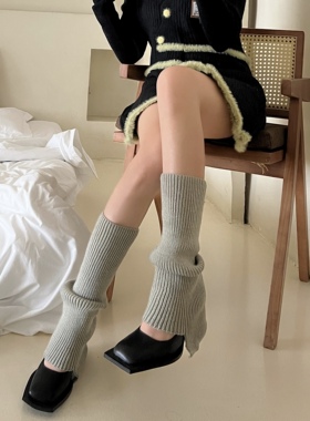 y2k辣妹灰色袜套秋冬不规则堆堆袜白色袜子女潮网红款中筒袜腿套