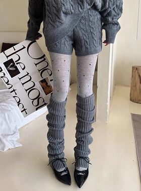 格雷系新款灰色袜套保暖及膝堆堆袜子女加厚腿套配连裤袜jk小腿袜