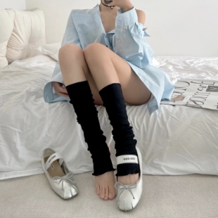 芭蕾长筒堆堆袜女搭配小皮鞋灰色小腿袜宽松中筒袜y2k棉踩脚袜套