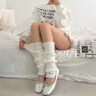 芭蕾风辣妹针织袜套y2k白色袜子女秋季中筒堆堆袜jk小腿袜长筒袜