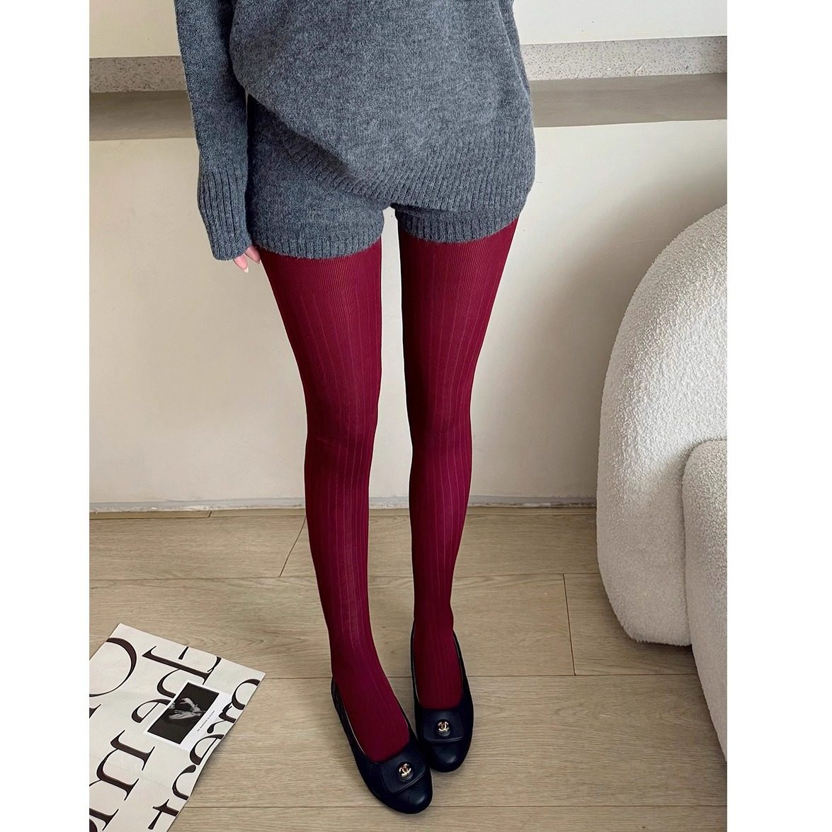 氛围感穿搭圣诞红色连裤袜秋冬miu系竖条纹打底袜安可拉红打底裤,女士内衣/男士内衣/家居服,连裤袜/打底袜,淘宝优惠券,粉丝福利购,淘宝优惠卷