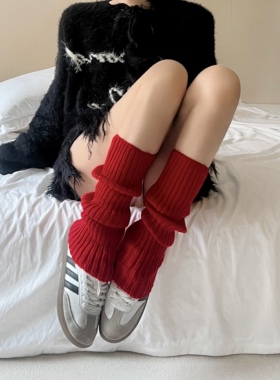 新年袜套女冬季堆堆袜圣诞新款本命年红色袜子y2k中筒雪地靴腿套