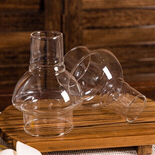 小号花边玻璃灯罩配件供佛耐热透明怀旧复古油灯防风罩蜡烛灯座具