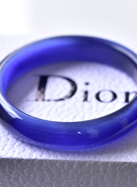 韩版品细款深蓝猫眼石手镯时尚水晶镯饰品女猫眼效应明显天然新款