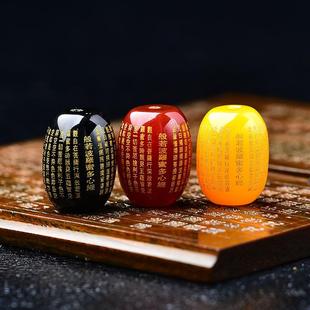 天然黑红玛瑙心经桶珠经文手链散珠子手串配珠diy饰品串珠配件包