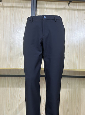 金利来男装休闲裤冬季厚款常规纯黑色长裤MPC22141427-95