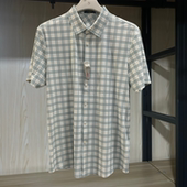 上衣夏款 抗菌舒适常规休闲格子短袖 衬衫 金利来男装 MKS23221702