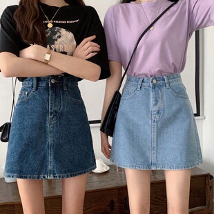 高腰牛仔半身裙女夏季2026款款显瘦A字短裙ins潮百搭小个子包臀裙