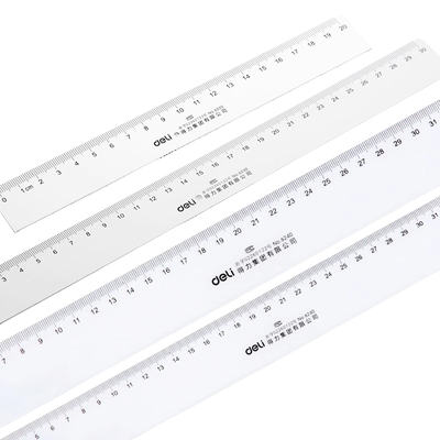 得力带波浪线透明小学生测量直尺