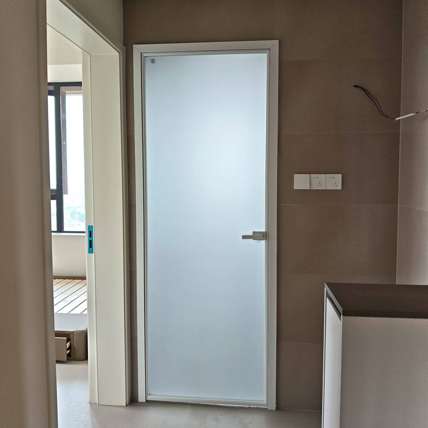极窄边卫生间门平开门浴室门超白长虹玻璃油砂玻璃厨房厕所门定制