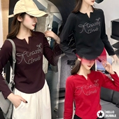 卫衣广场舞套装 弹力烫钻小衫 演出服街舞爵士 显瘦修身 2025秋冬新款