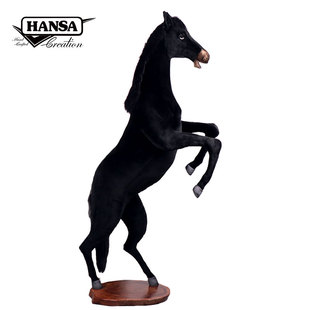 hansa 高2.2米大只黑色公马玩偶毛绒玩具家居软装 设计摆件4968