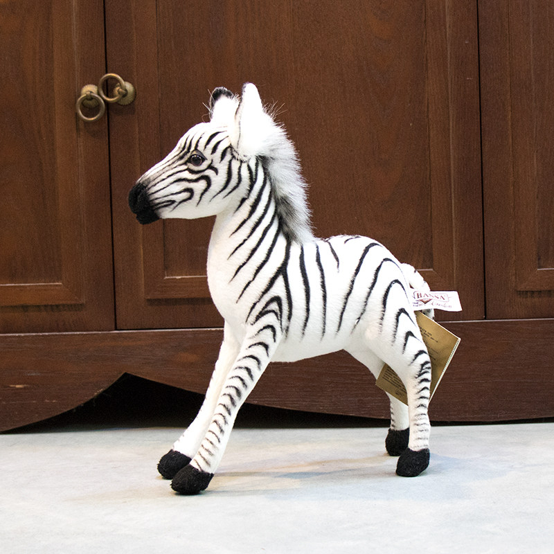 HANSA正版进口仿真动物斑马毛绒玩具BH3452小马毛绒公仔女生