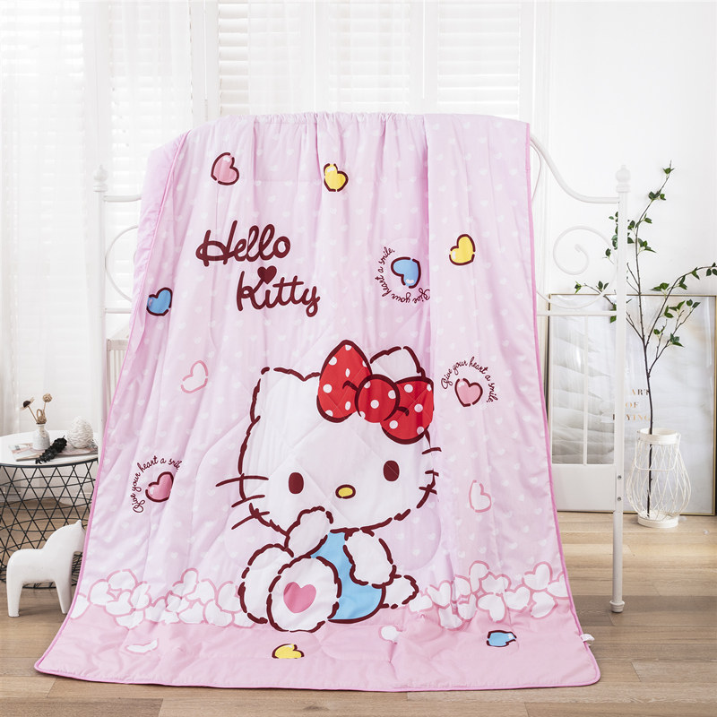 hellokitty儿童空调被纯棉kt猫可水洗夏薄被子全棉卡通女孩夏凉被