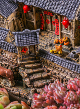 老房子模型摆件桌面树脂