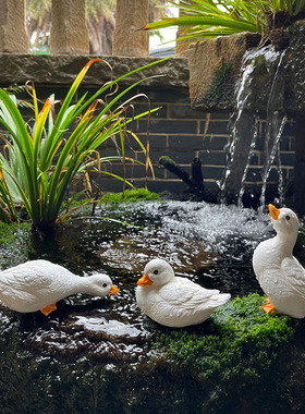 树脂古法鱼缸微景观摆件鸭子摆件