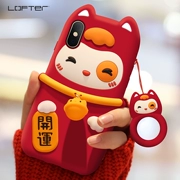 Mèo Lofty mèo táo x điện thoại di động vỏ lợn năm nữ mẫu iphonexs max mềm silicon đỏ tất cả bao gồm chống rơi iponex bảo vệ tay áo iphonex dễ thương xs dây buộc năm mới - Nhẫn
