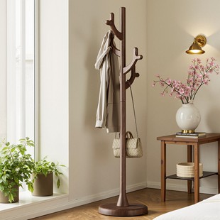 全实木衣帽架实木落地卧室家用挂衣架立式单杆客厅室内挂衣服架子