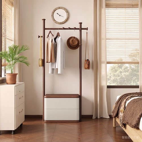 多功能实木衣帽架落地挂衣架