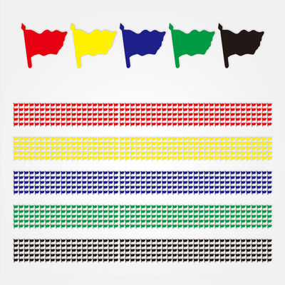 不干胶贴纸红蓝黄绿黑小旗子形即时贴小红旗销控表示意图自粘旗形