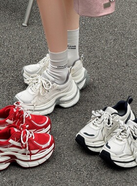 2026春新款厚底增高8cm老爹鞋小个子休闲鞋低帮时尚运动鞋潮
