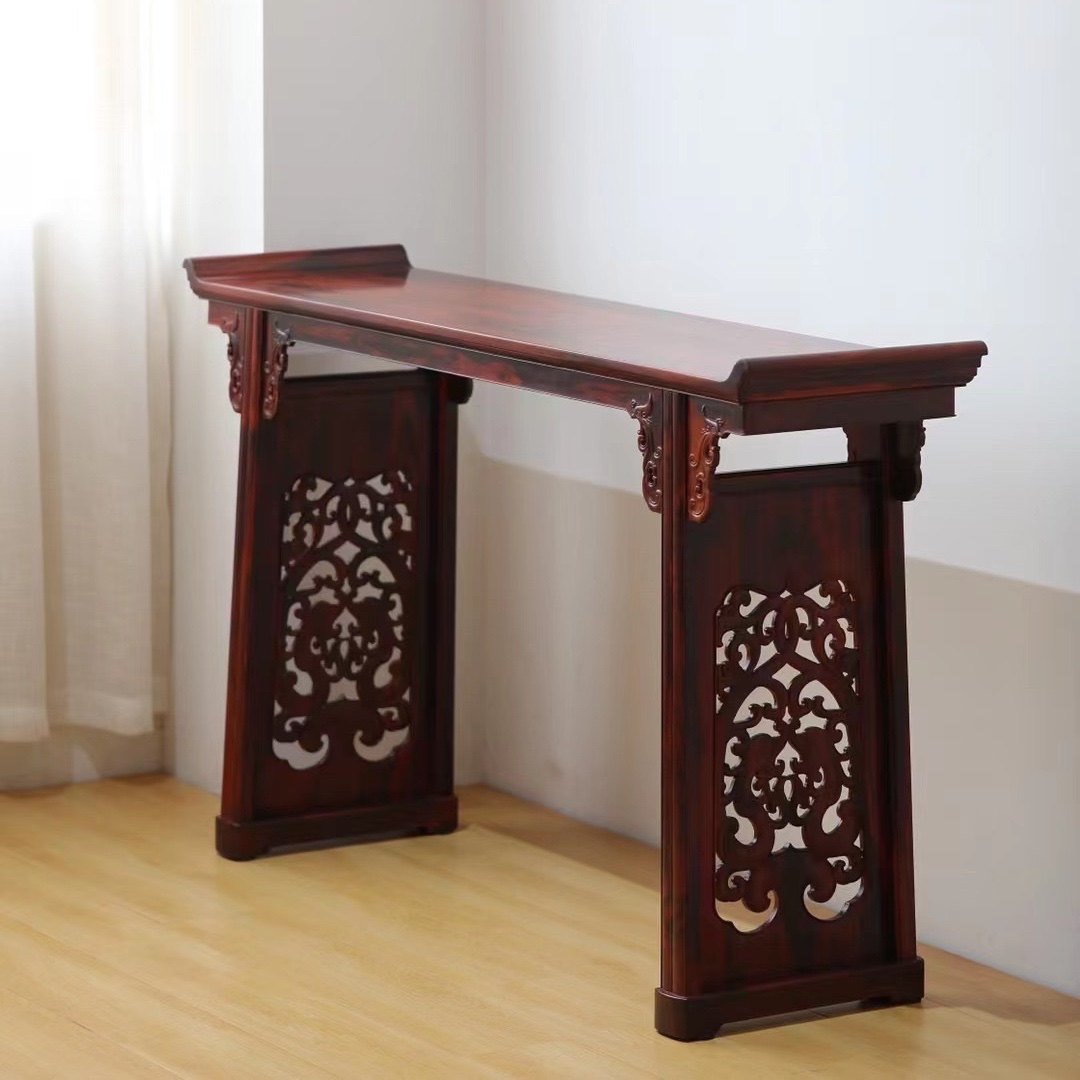 印度小叶紫檀红木条案供桌香案龙凤翘头案条几玄关桌明式家具