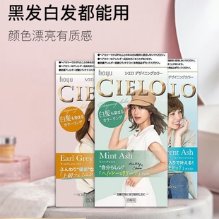 日本CIELO宣若hoyu植物遮少量白发染发剂膏不伤发亚麻灰棕薄荷灰