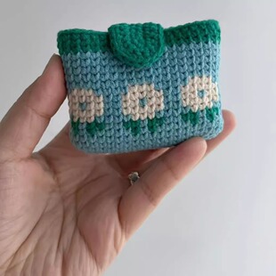 毛线钩织提花耳机包diy材料包手工编织复古钩织零钱蓝牙卡包礼物