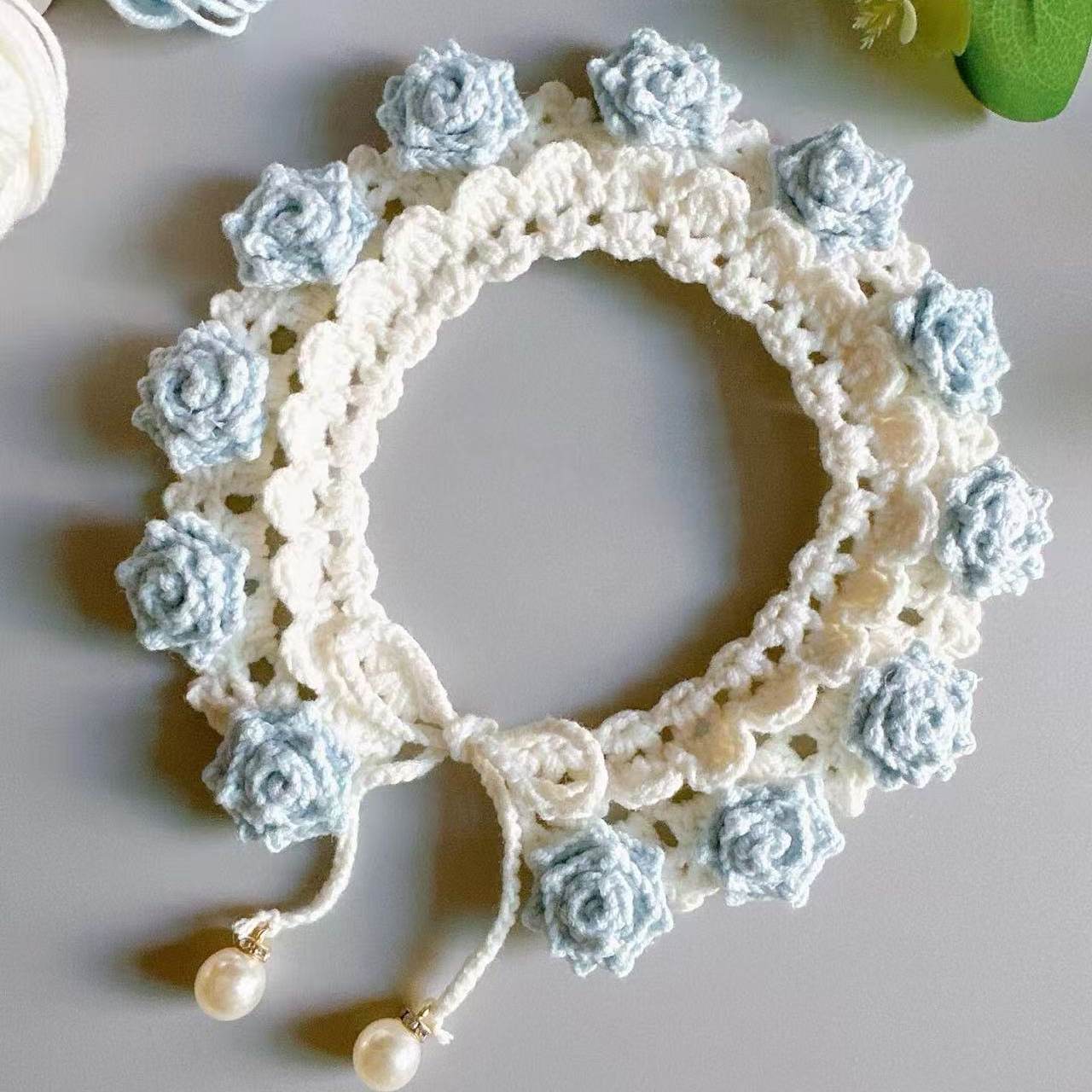 手工编制可爱尖叫玫瑰宠物围脖diy材料包自制莲花围脖创意送礼物