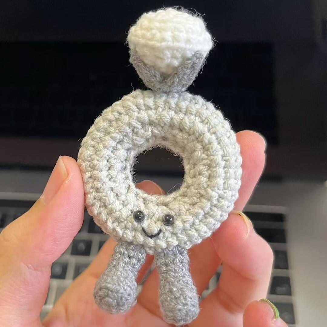 纯手工毛线钩针编织jellycat立体玩偶小戒指diy材料包仪式感礼物