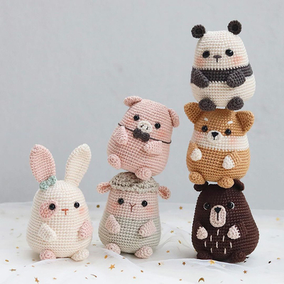 手工毛线钩针创意可爱胖墩墩小动物玩偶编织diy材料包挂件钥匙扣