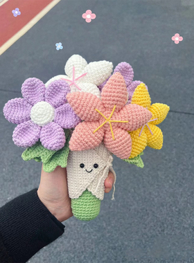 手工自制jellycat手捧花编织diy材料包毛线钩针永生花仿真花礼物