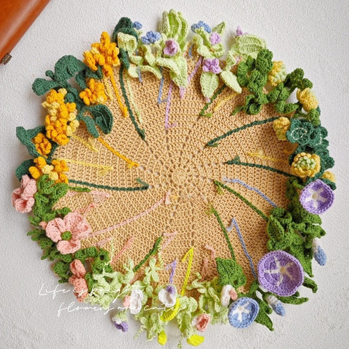 手工编织蕾丝百花杯垫diy材料包毛线钩织自制精致手作礼物送闺蜜