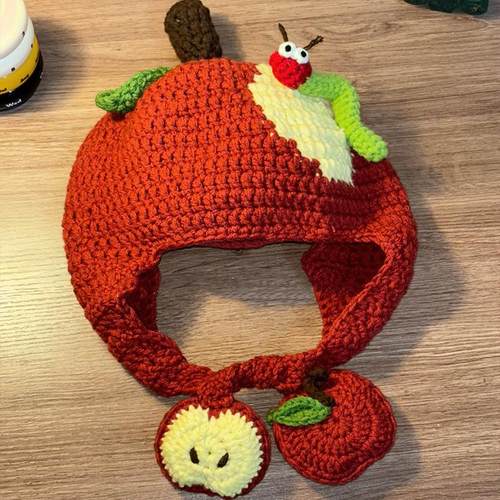 手工DIY苹果帽子钩针编织材料包