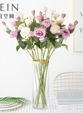 MEIN三头桔梗花仿真花插花假花绢花装饰花茶几客厅餐桌摆放花卉