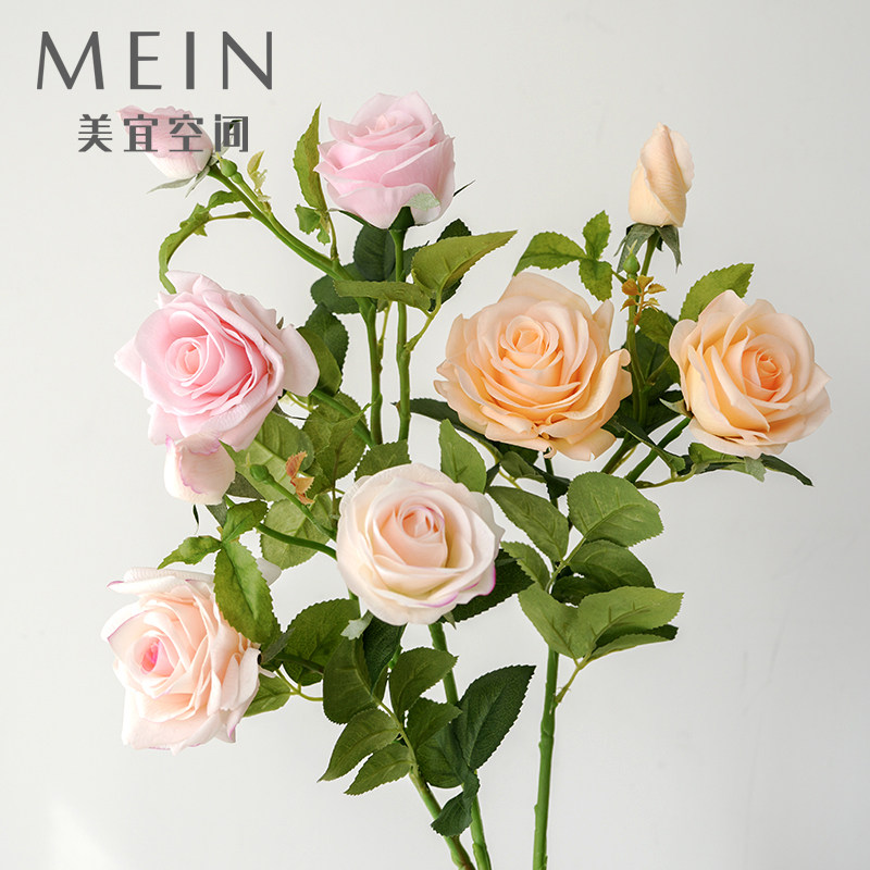 超手感保湿3头玫瑰花仿真花假花家居装饰品摆设客厅餐桌花艺拍摄,家居饰品,仿真花/假花,淘宝优惠券,粉丝福利购,淘宝优惠卷