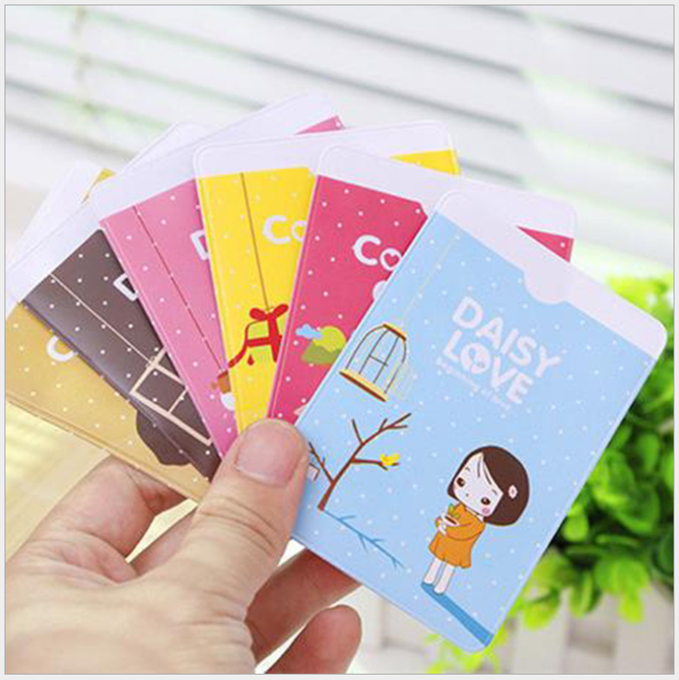 公交ic卡证件卡套双面卡套二卡位卡通可爱女孩名片夹pu皮套包邮